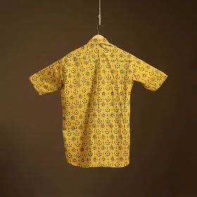 Natural Dyed Hand Block Print Cotton Men Half Sleeve Ajrakh Shirt 09