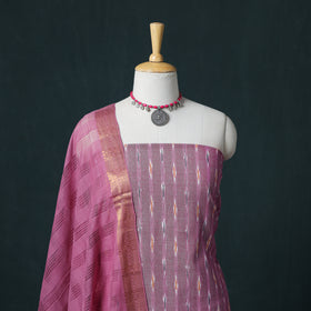 Pochampally Ikat Cotton Unstitched Dress Material: Kurta & Dupatta 28