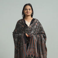 Black - Ajrakh Modal Silk Dupatta with Zari Border 77