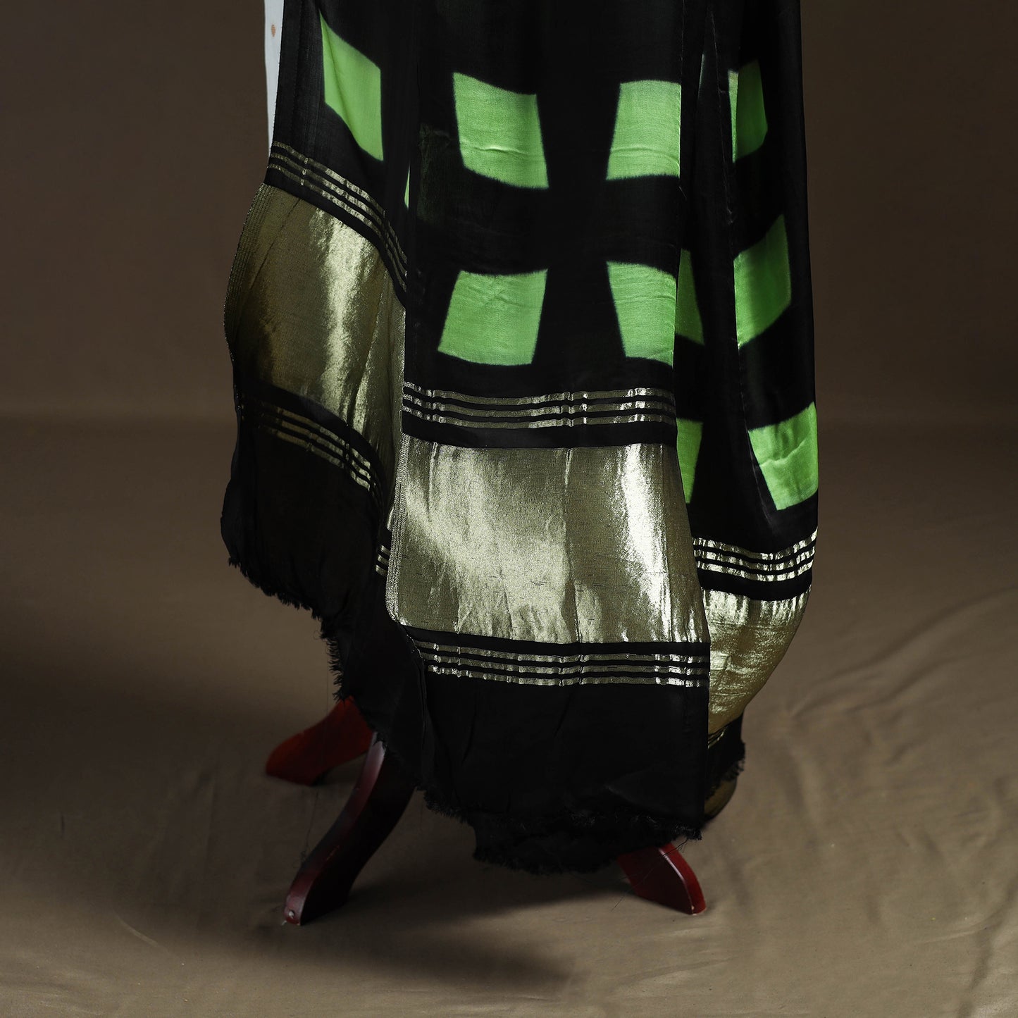 Multicolor - Shibori Clamp Dyed Modal Silk Dupatta with Zari Border 23
