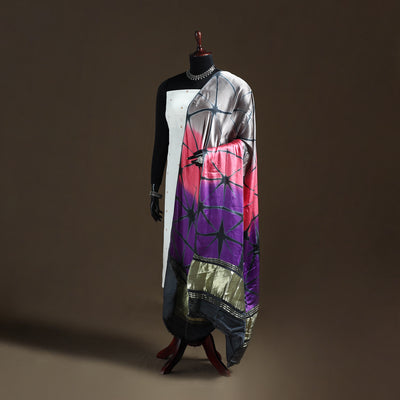 Multicolor - Shibori Clamp Dyed Modal Silk Dupatta with Zari Border 24