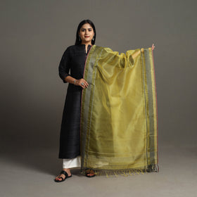 Yellow - handloom silk cotton maheshwari dupatta 42