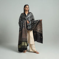 Black - Ajrakh Modal Silk Dupatta with Zari Border 79