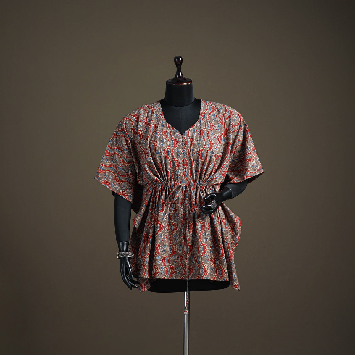 Ajrakh Hand Block Print Natural Dyed Cotton Short Kaftan 55
