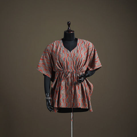 Ajrakh Hand Block Print Natural Dyed Cotton Short Kaftan 55