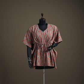 Ajrakh Hand Block Print Natural Dyed Cotton Short Kaftan 55