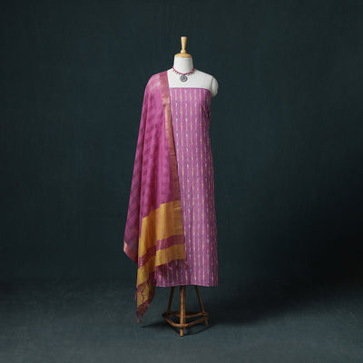 Pochampally Ikat Cotton Unstitched Dress Material: Kurta & Dupatta 29