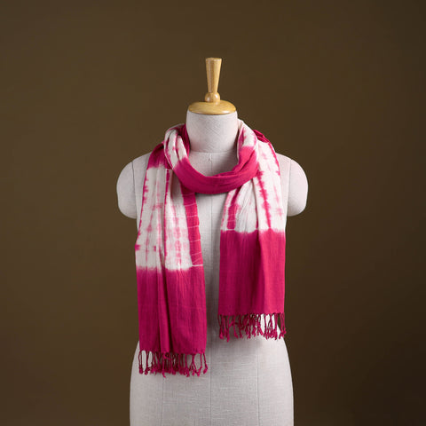 Pink - Kutch Handwoven Organic Kala Cotton Shibori Stole 14