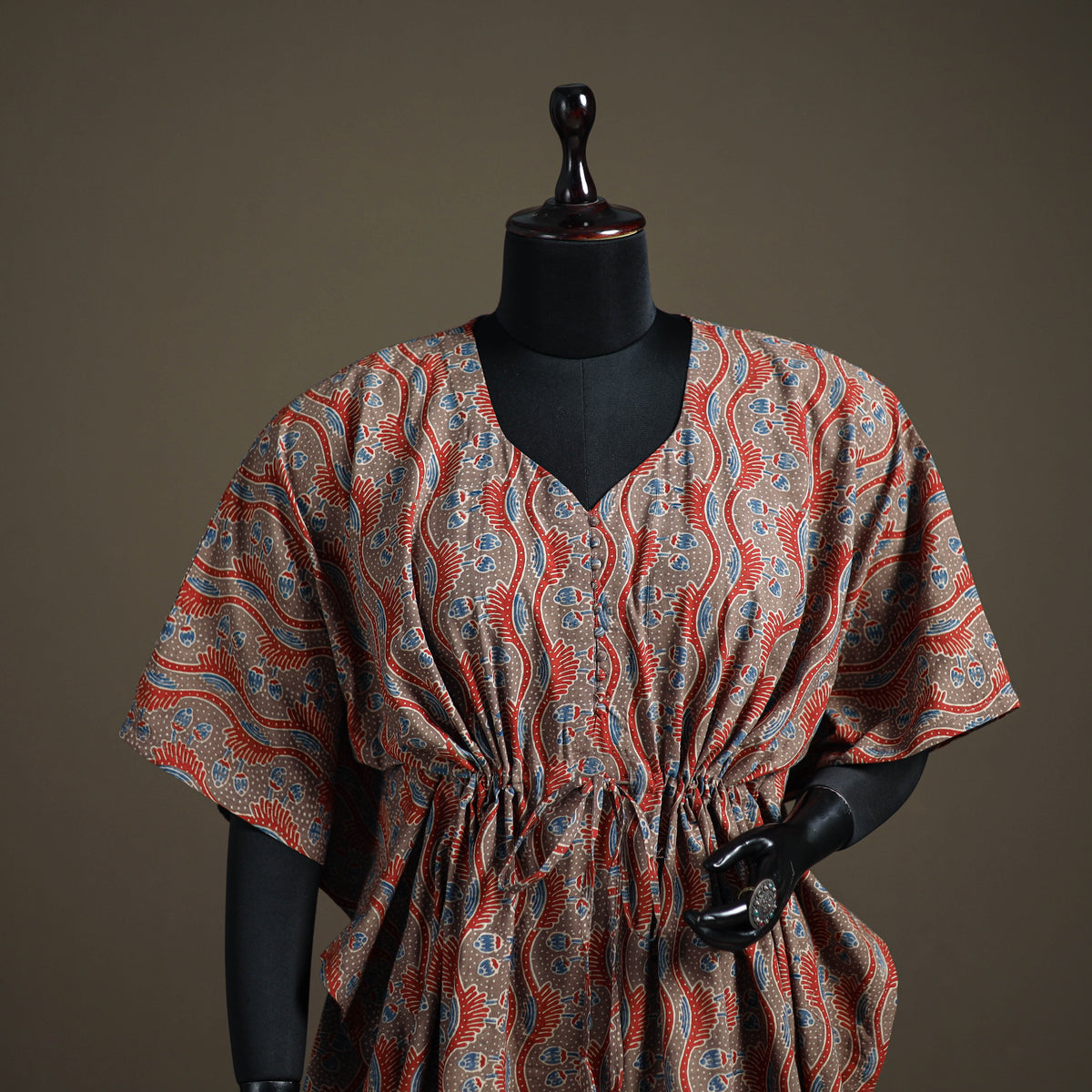 Ajrakh Hand Block Print Natural Dyed Cotton Short Kaftan 55