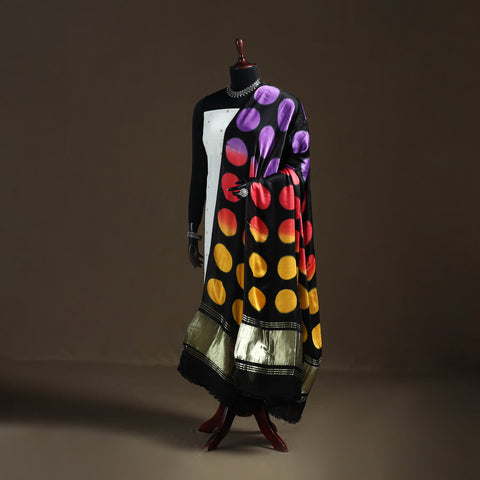 Multicolor - Shibori Clamp Dyed Modal Silk Dupatta with Zari Border 25