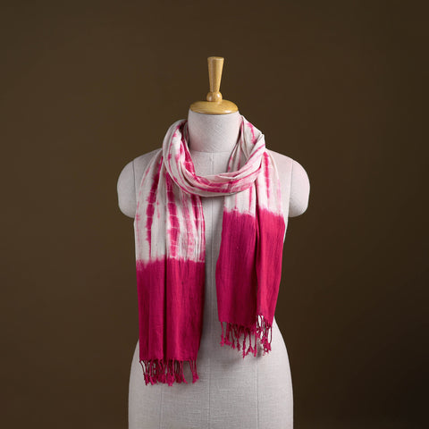 Pink - Kutch Handwoven Organic Kala Cotton Shibori Stole 16