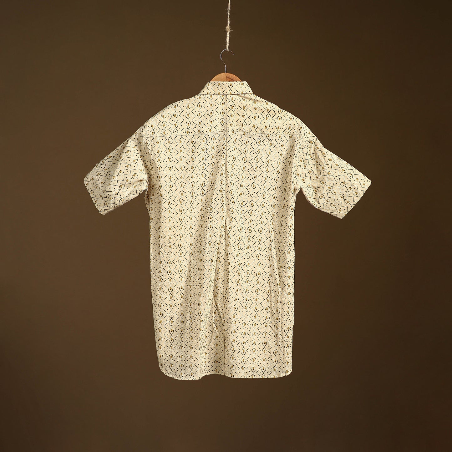 Natural Dyed Hand Block Print Cotton Men Half Sleeve Ajrakh Shirt 05