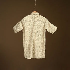 Natural Dyed Hand Block Print Cotton Men Half Sleeve Ajrakh Shirt 05