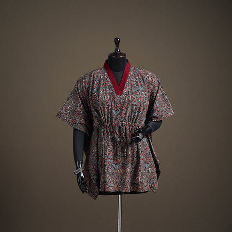 Ajrakh Hand Block Print Natural Dyed Cotton Short Kaftan 56