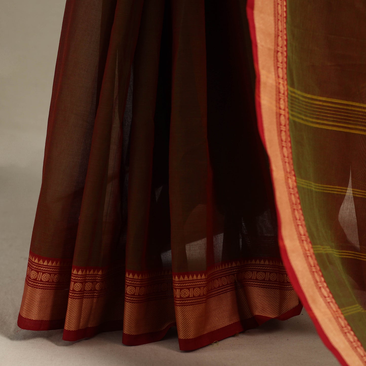 Brown - kandangi chettinad cotton saree with border 19