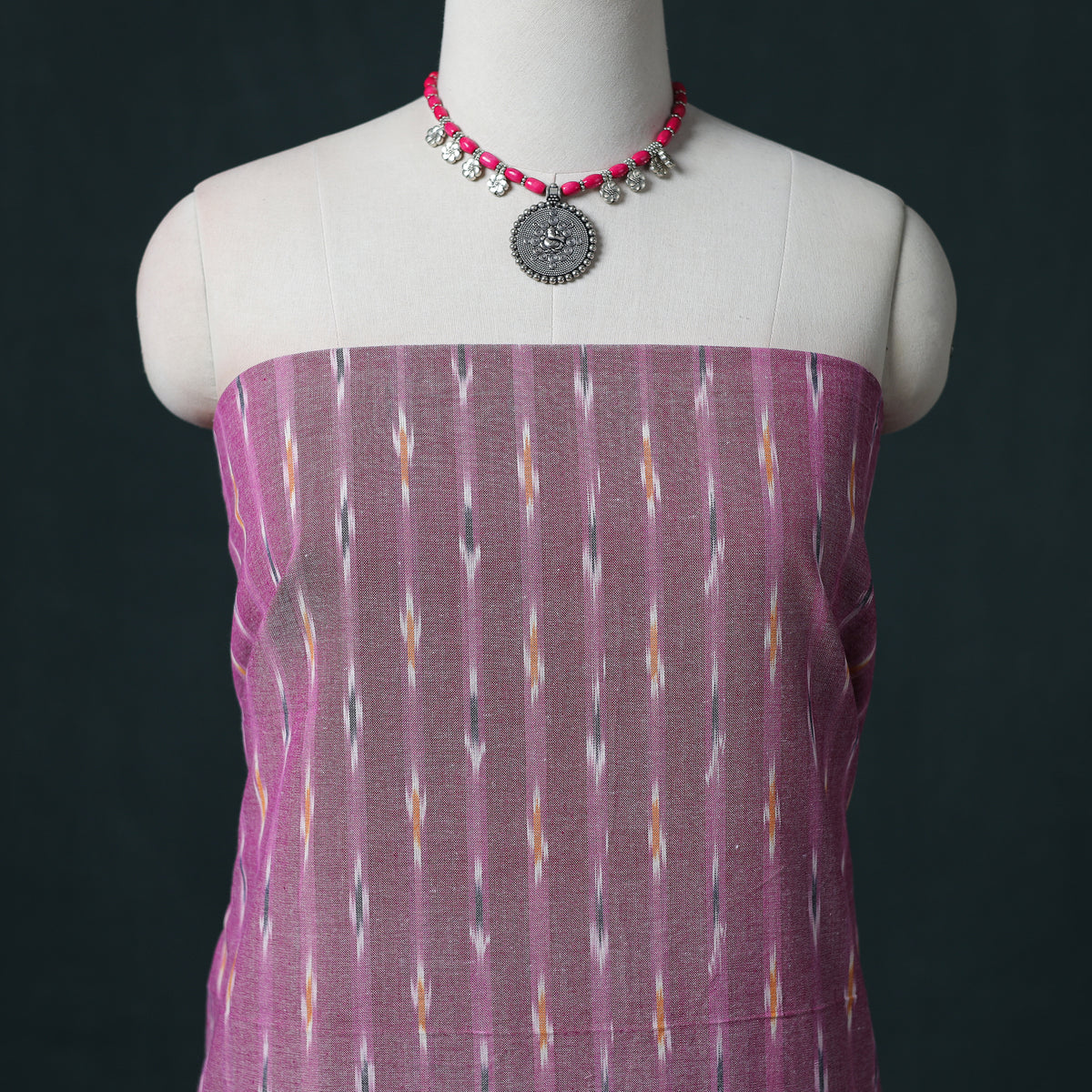 Pochampally Ikat Cotton Unstitched Dress Material: Kurta & Dupatta 29