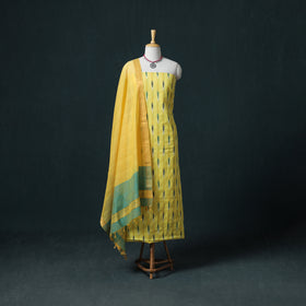 Pochampally Ikat Cotton Unstitched Dress Material: Kurta & Dupatta 30