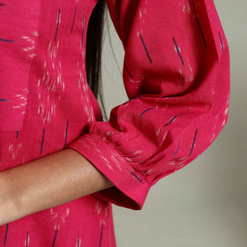 Buy Pink Flared Cotton Pochampally Ikat Dress