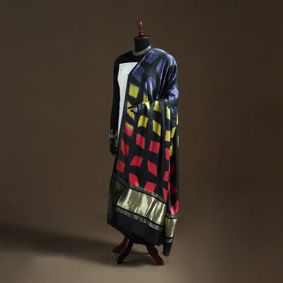 Multicolor - Shibori Clamp Dyed Modal Silk Dupatta with Zari Border 26