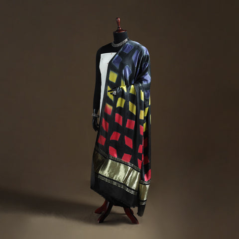 Multicolor - Shibori Clamp Dyed Modal Silk Dupatta with Zari Border 26