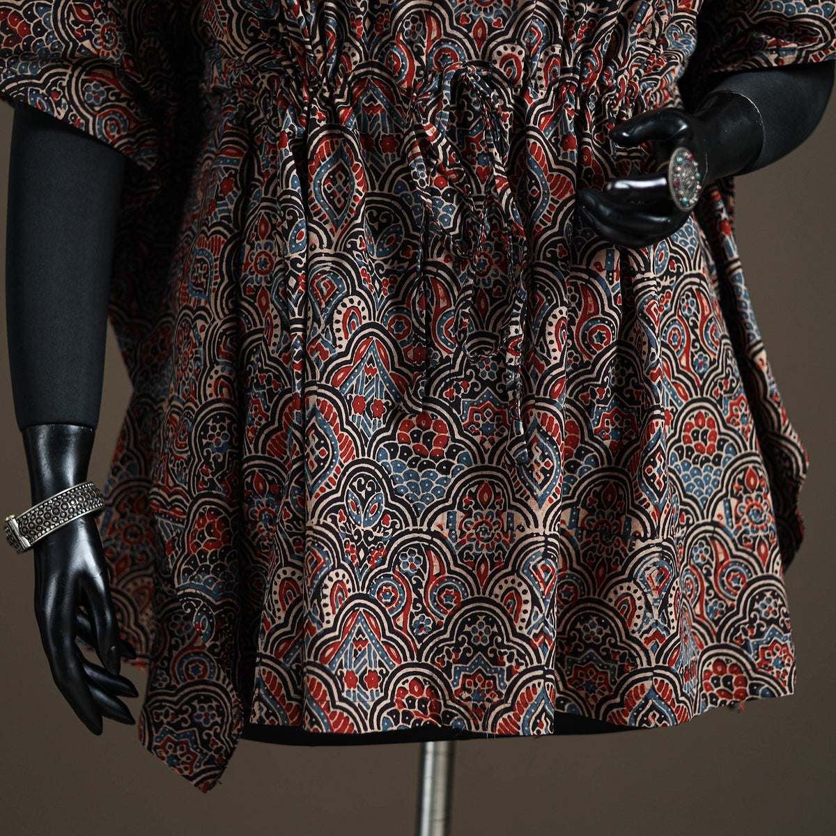 Ajrakh Hand Block Print Natural Dyed Cotton Short Kaftan 56