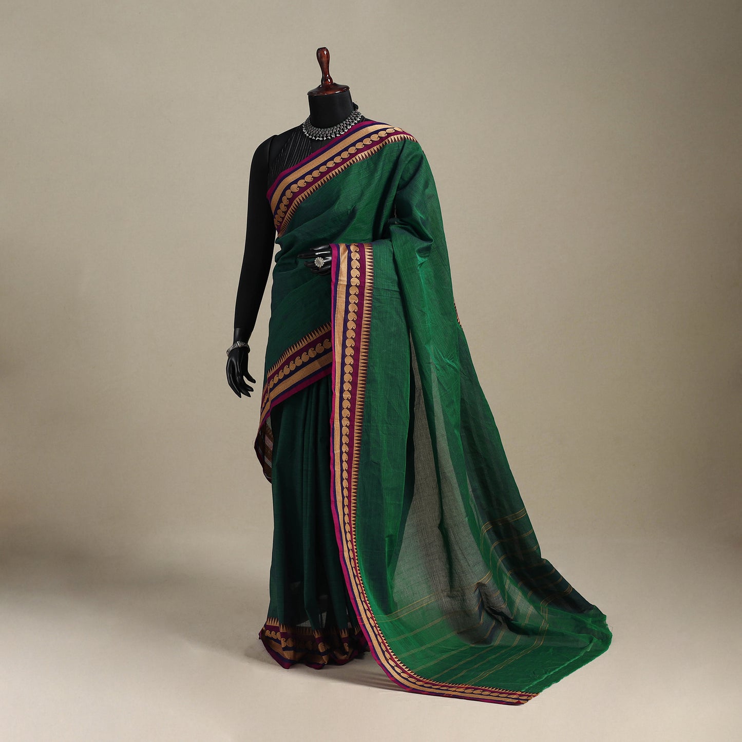 Green - kandangi chettinad cotton saree with border 20