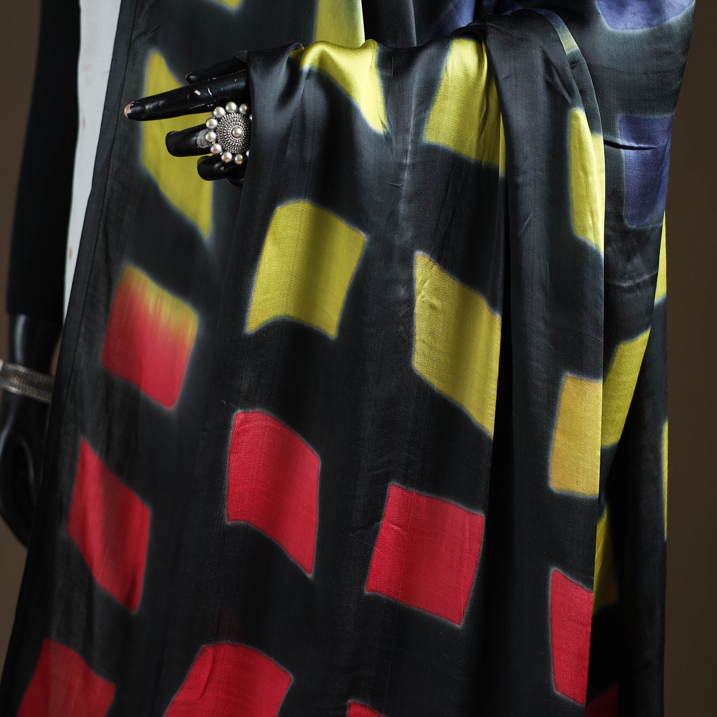 Multicolor - Shibori Clamp Dyed Modal Silk Dupatta with Zari Border 26