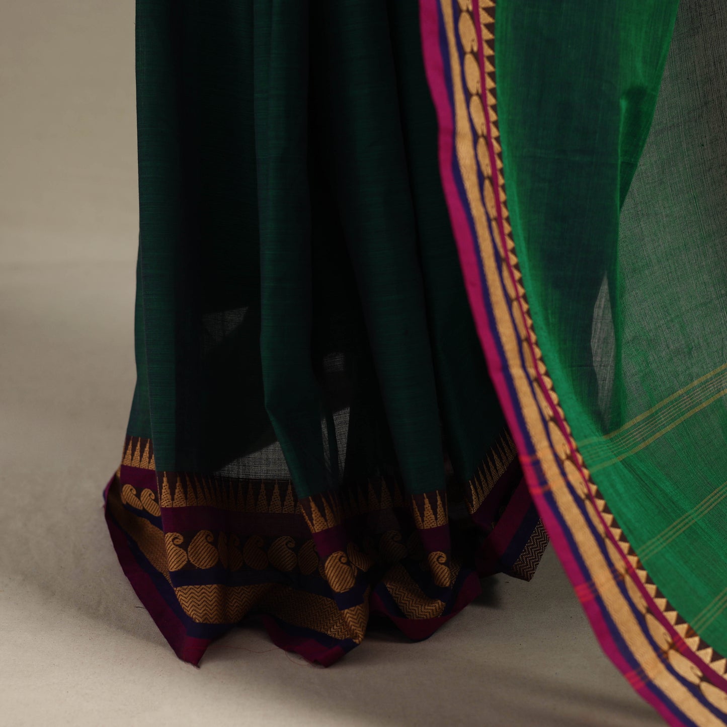 Green - kandangi chettinad cotton saree with border 20