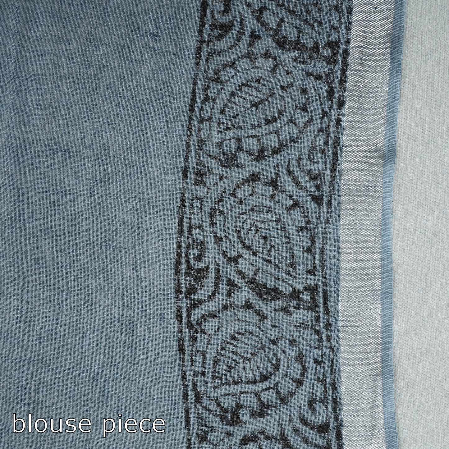 Grey - Sanganeri Block Printed Linen Handloom Saree