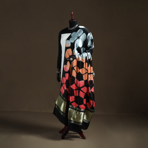 Multicolor - Shibori Clamp Dyed Modal Silk Dupatta with Zari Border 28