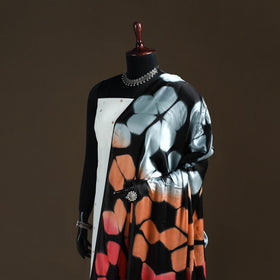 Multicolor - Shibori Clamp Dyed Modal Silk Dupatta with Zari Border 28