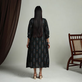 Buy Green Flared Cotton Pochampally Ikat Dress