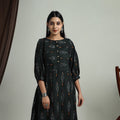 Buy Green Flared Cotton Pochampally Ikat Dress