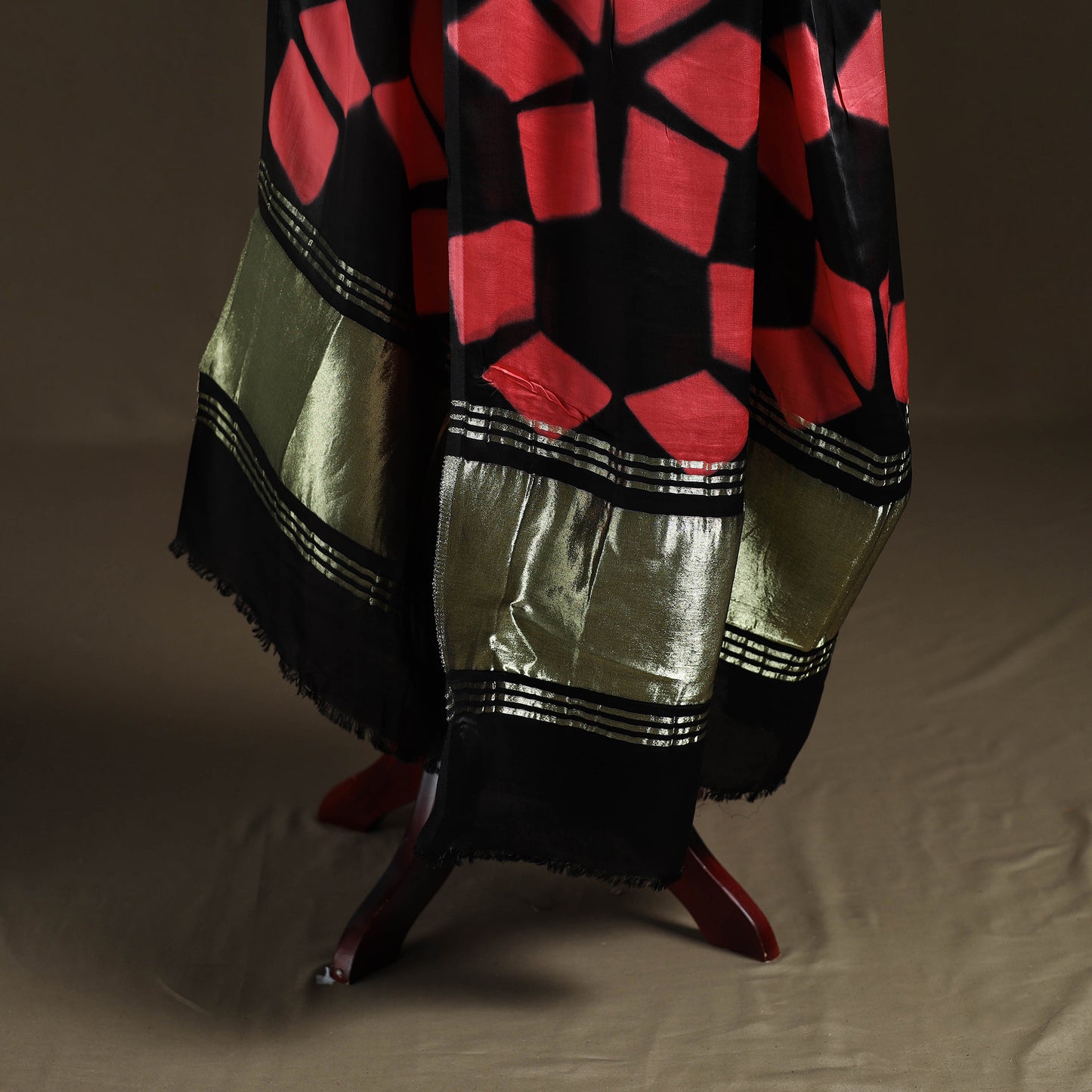 Multicolor - Shibori Clamp Dyed Modal Silk Dupatta with Zari Border 28