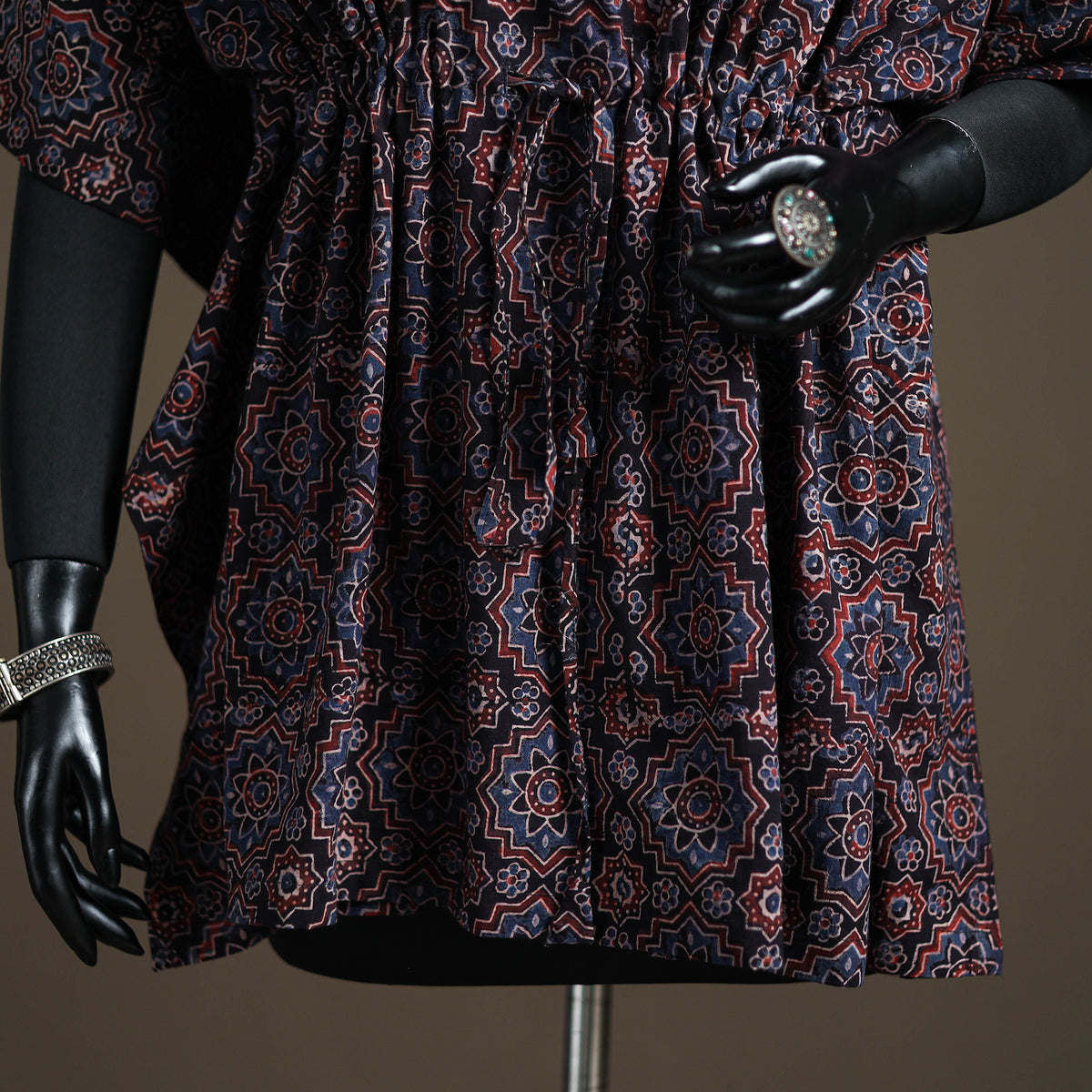 Ajrakh Hand Block Print Natural Dyed Cotton Short Kaftan 58