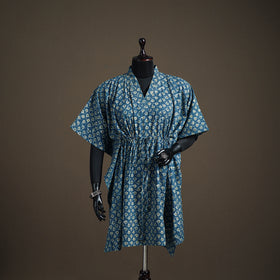 Ajrakh Hand Block Print Natural Dyed Cotton Short Kaftan 59