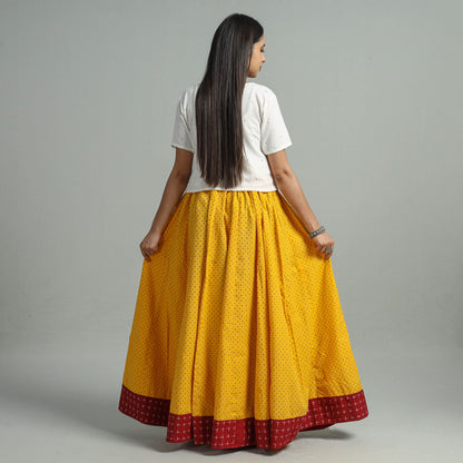 Yellow - Jacquard Patchwork 24 Kali Cotton Long Skirt 32