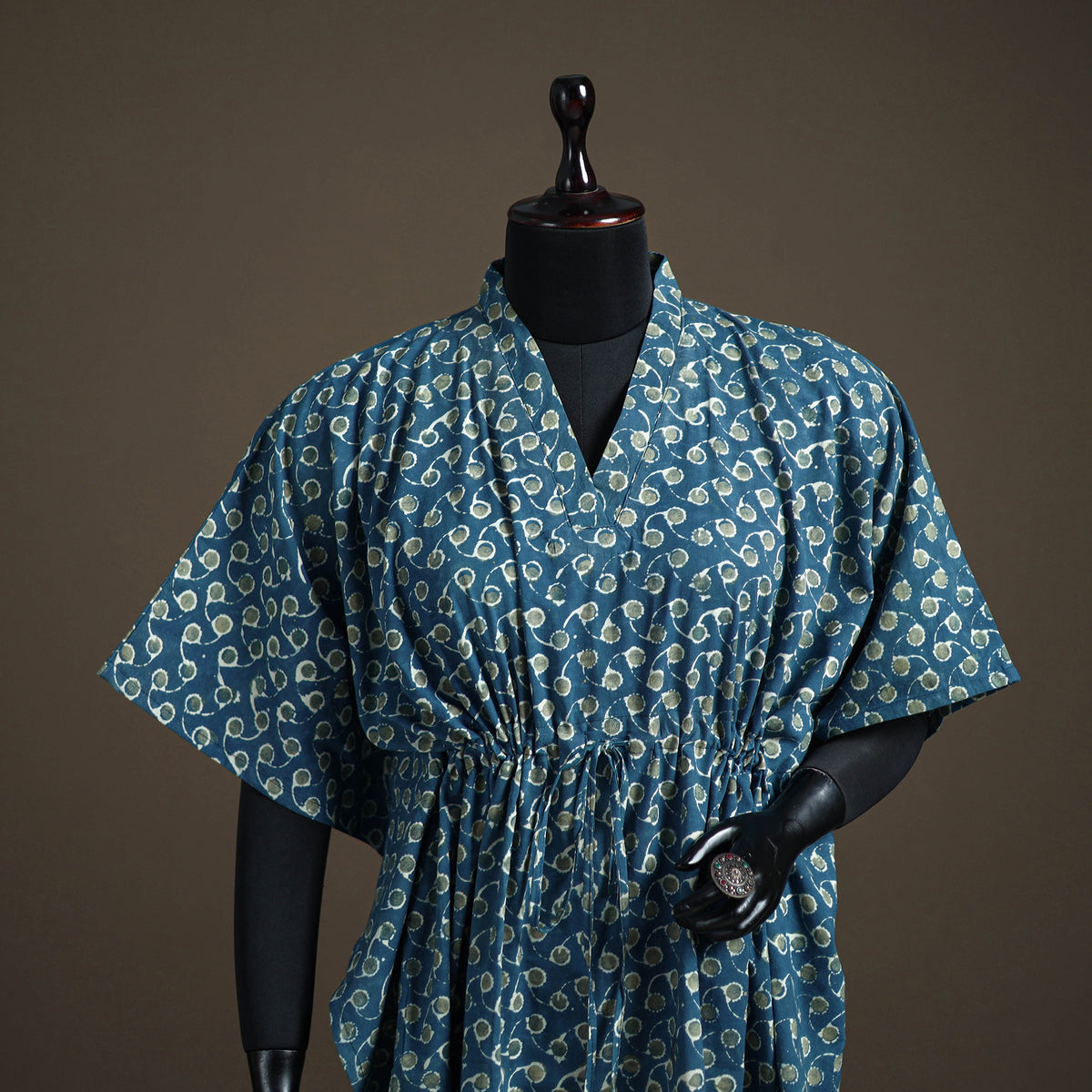 Ajrakh Hand Block Print Natural Dyed Cotton Short Kaftan 59