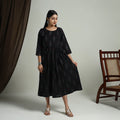 Buy Black Flared Cotton Pochampally Ikat Dress