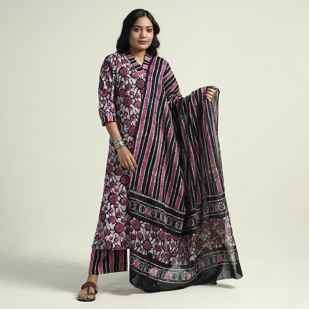 Batik Kurta with Palazzo & Dupatta Set
