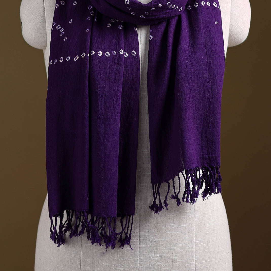 Kutch Handwoven Organic Kala Cotton Bandhani Stole 32