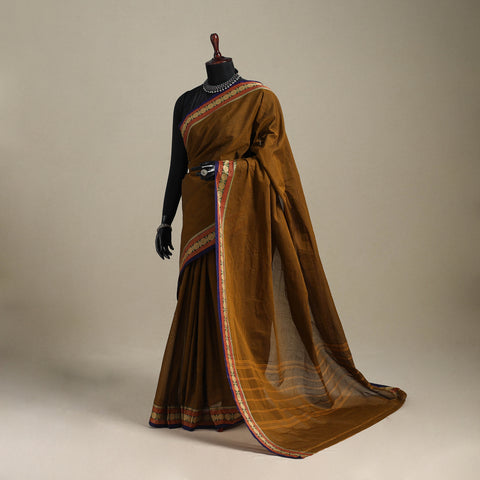 Brown - kandangi chettinad cotton saree with border 22