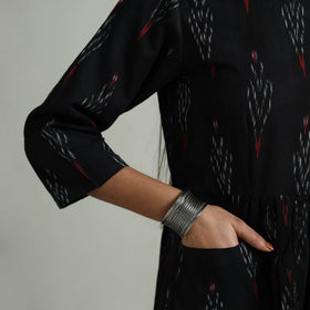 Buy Black Flared Cotton Pochampally Ikat Dress