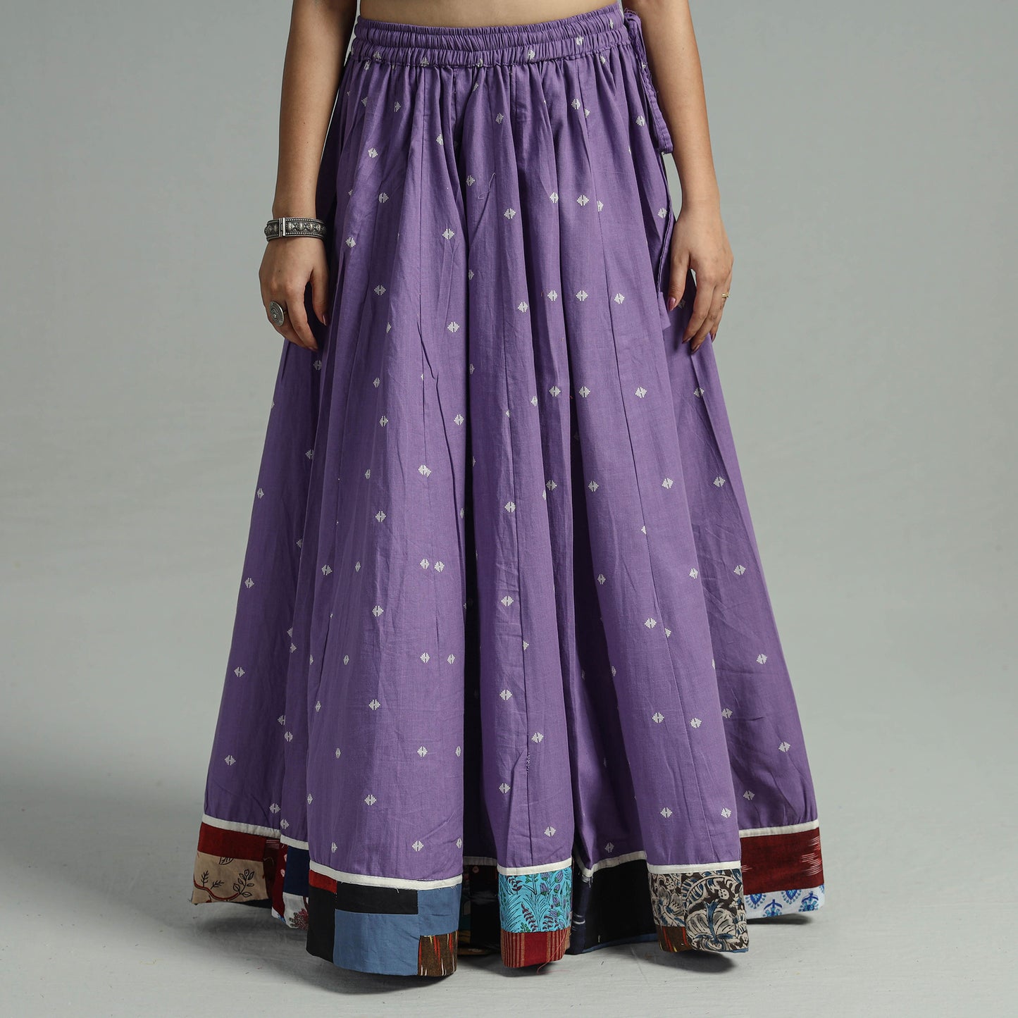 Purple - Jacquard Patchwork 24 Kali Cotton Long Skirt 33