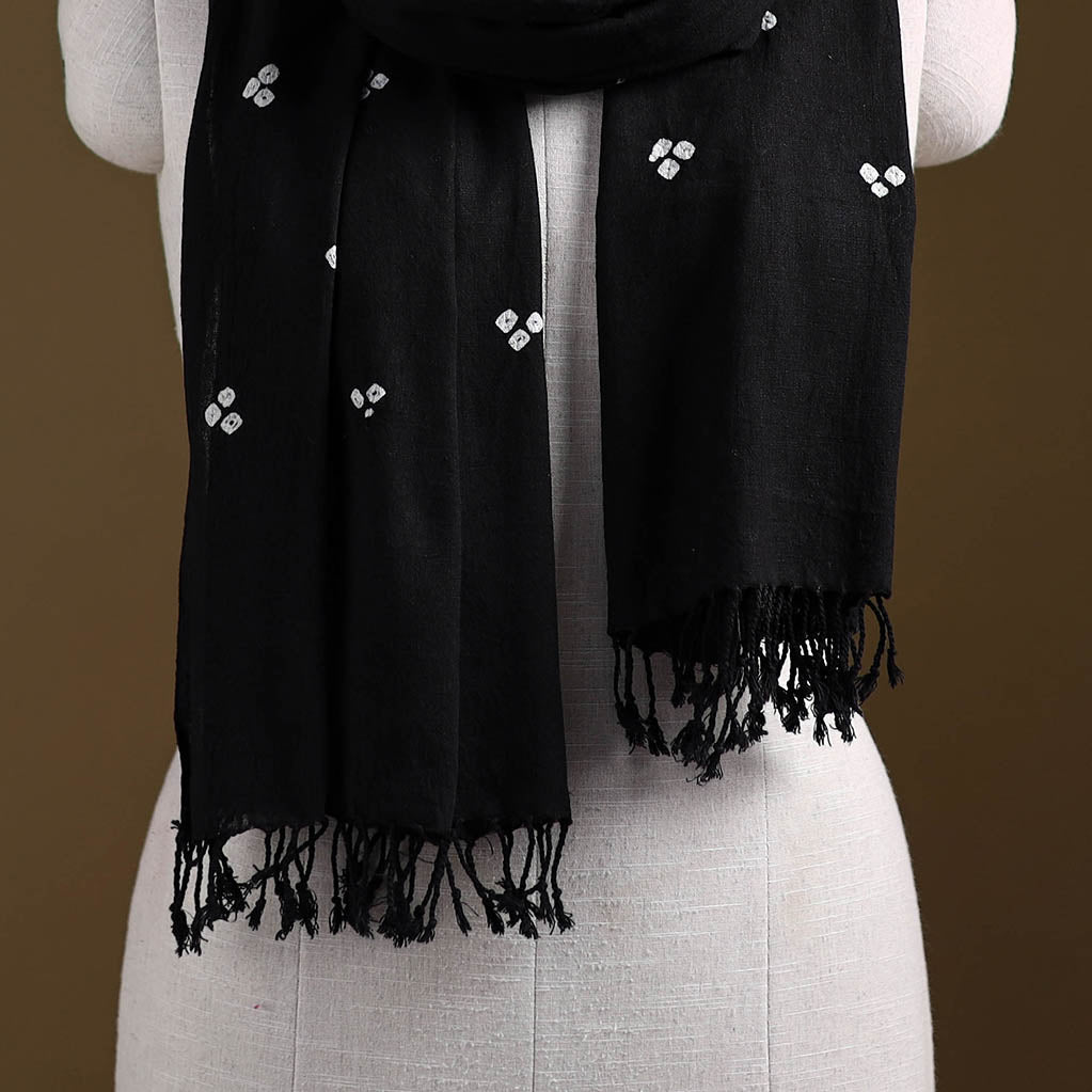 Kutch Handwoven Organic Kala Cotton Bandhani Stole 35