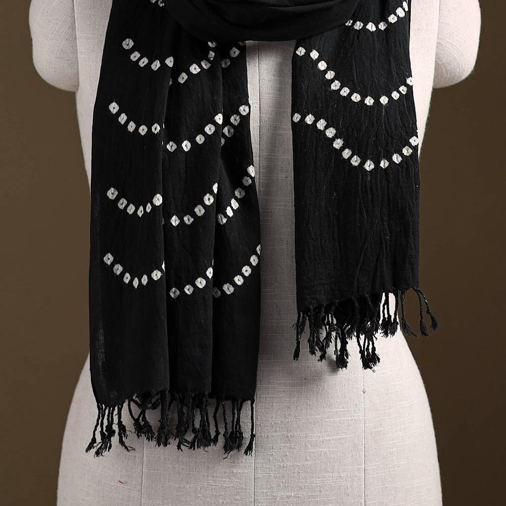 Kutch Handwoven Organic Kala Cotton Bandhani Stole 36