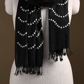 Kutch Handwoven Organic Kala Cotton Bandhani Stole 36