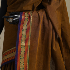 Brown - kandangi chettinad cotton saree with border 22