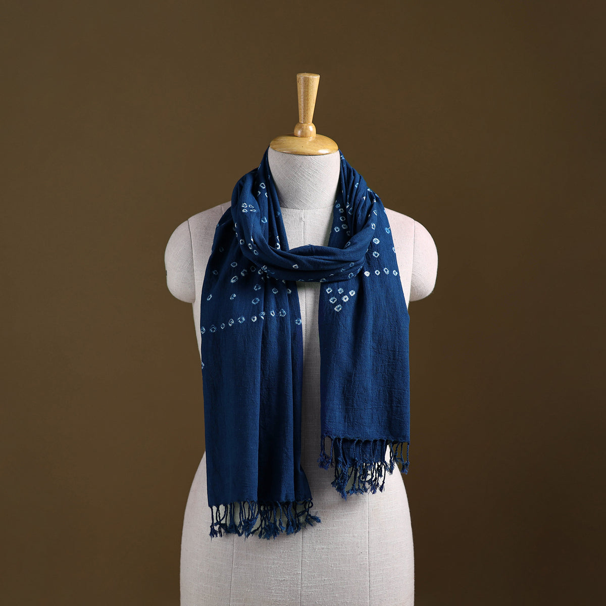 Kutch Handwoven Organic Kala Cotton Bandhani Stole 37