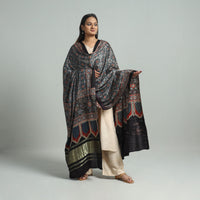 Black - Ajrakh Modal Silk Dupatta with Zari Border 88